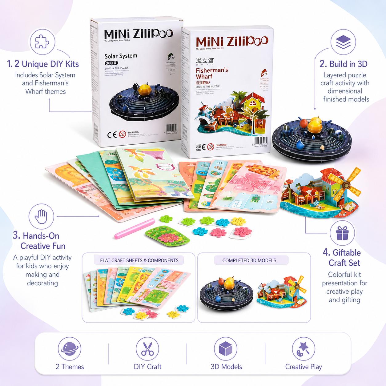 Mini DIY 3D Puzzle Kit – Pack of 1 Random Theme
