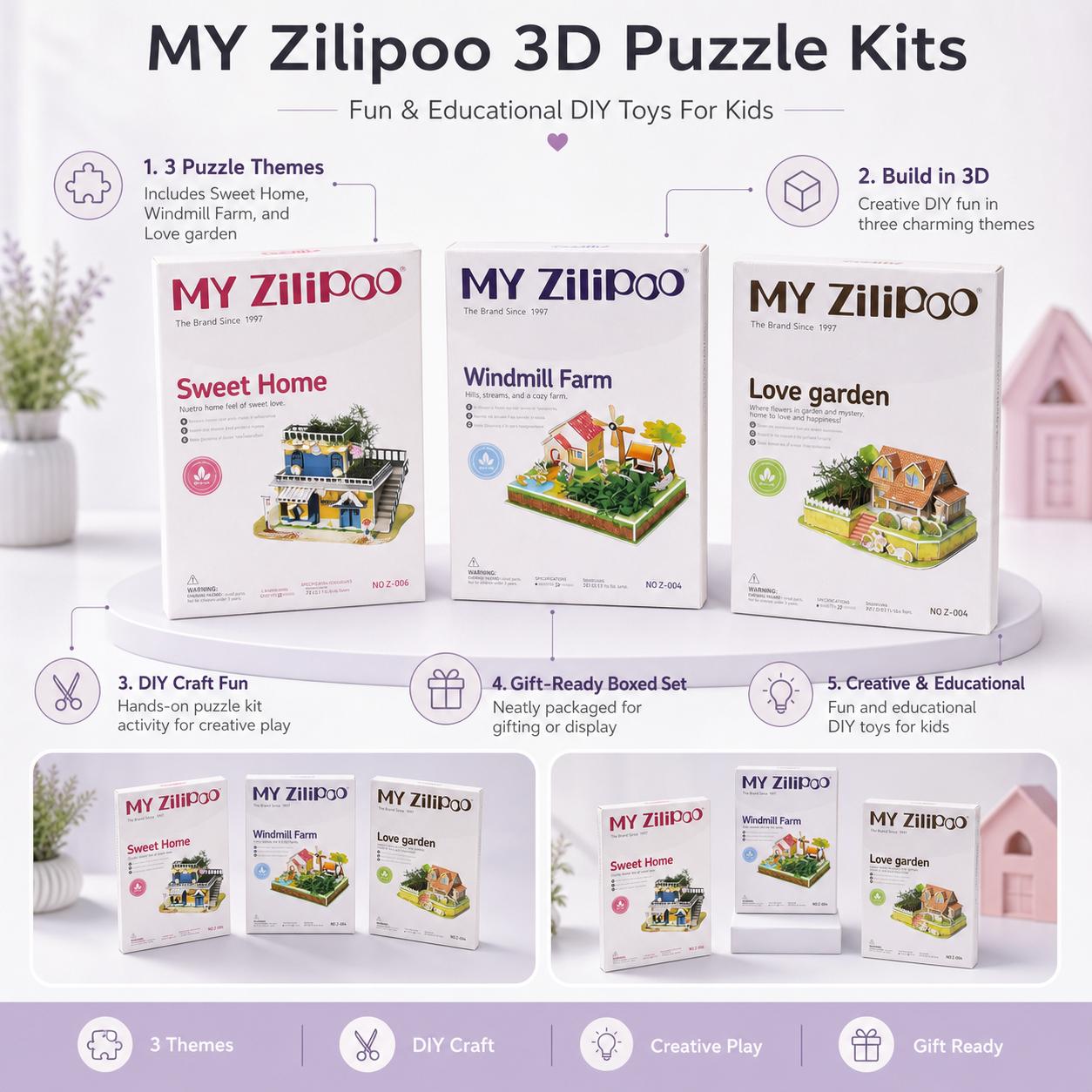 Mini Forest House 3D Puzzle DIY Kit – Pack of 1 Random Design