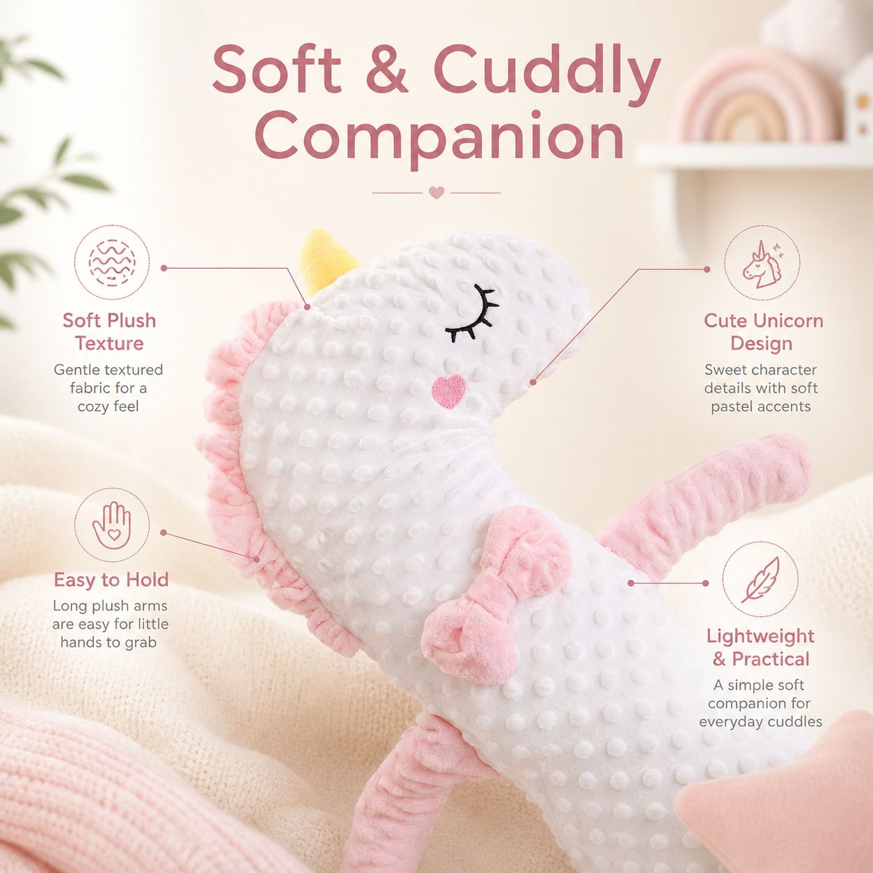 Dinosaur Plush Baby Soother Sleeping Toy with Soft Patting Comfort