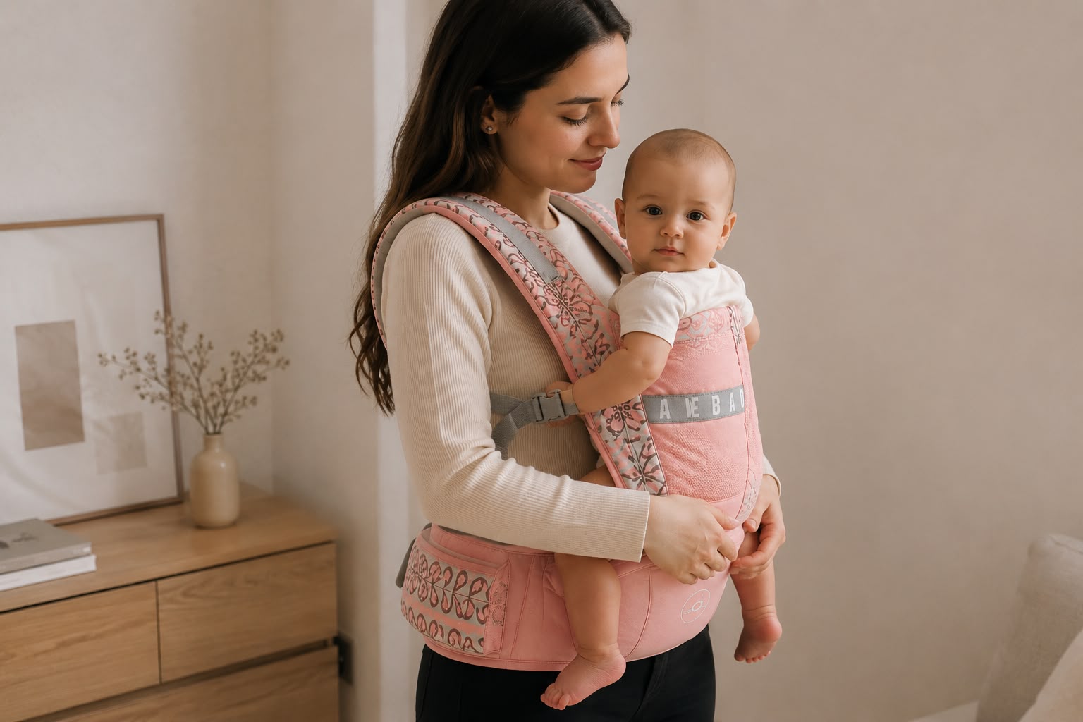 Premium Ergonomic Hip Seat Baby Carrier | Breathable | Lightweight | Newborn to Toddler (Blue Floral)